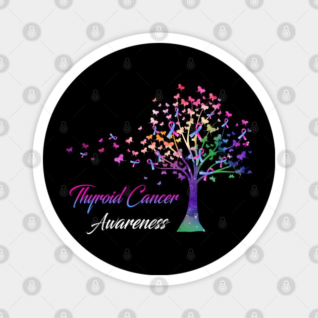 Tree Ribbons Thyroid Cancer Awareness Support Thyroid Cancer Warrior Gifts Magnet by ThePassion99